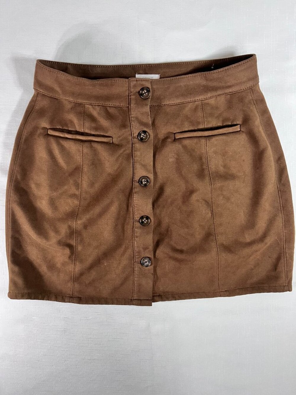 Maurices Brown Faux Suede‎ Button Front Mini Skirt Size 18